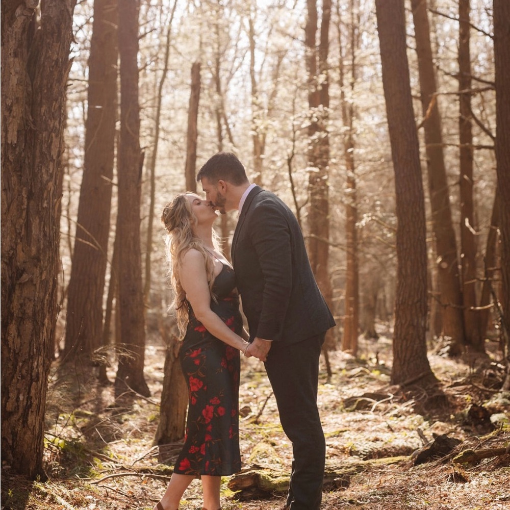 Floral Black and Red Dress